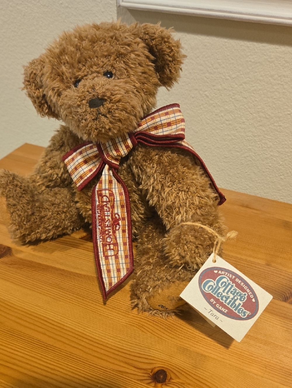 Tara, Longeberger Artist Designed Teddy Bear with Plaid Bow